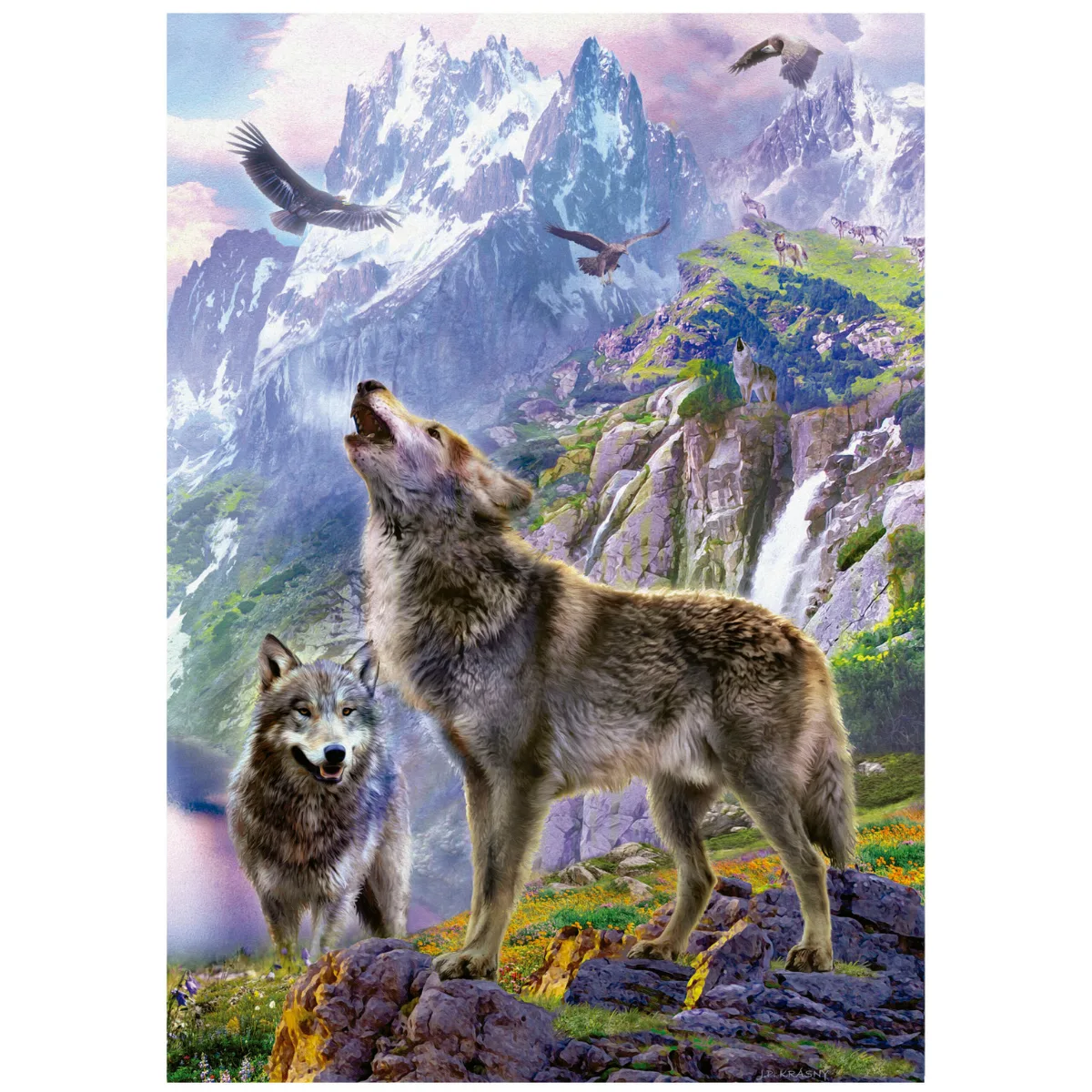 Puzzle Educa 500 Piezas - Lobo en las Rocas