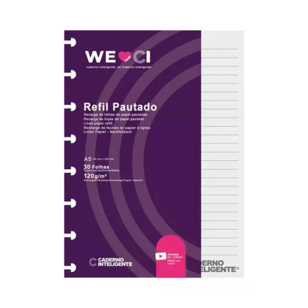 Repuesto Hojas Rayadas A5 para Cuaderno Inteligente