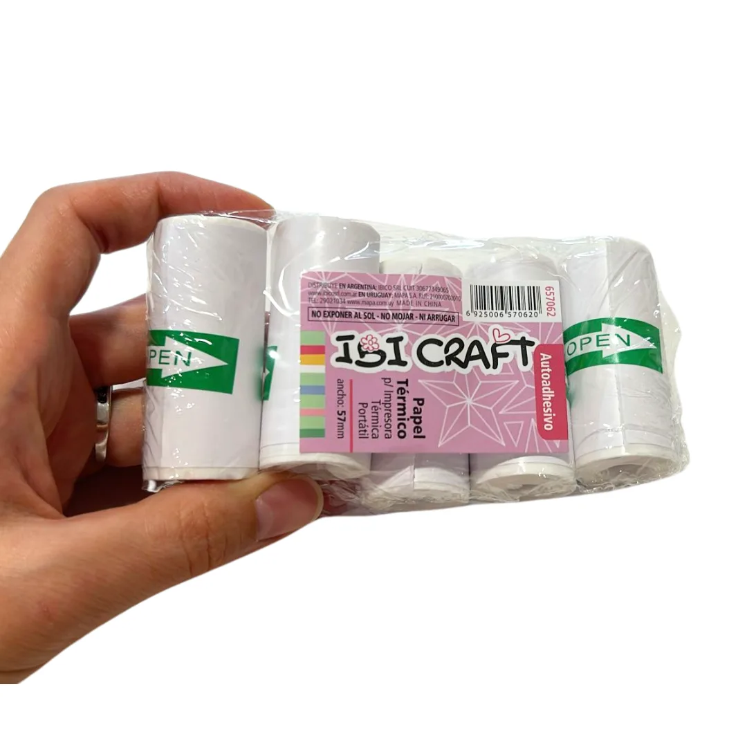 Rollo Autoahdesivo para Impresora Termica Portatil - Ibi Craft