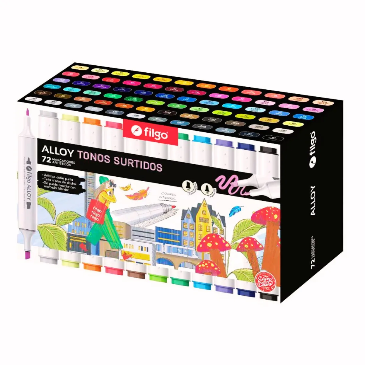 Set 72 Marcadores Filgo Alloy Sketch Doble Punta Estuche Magnetico