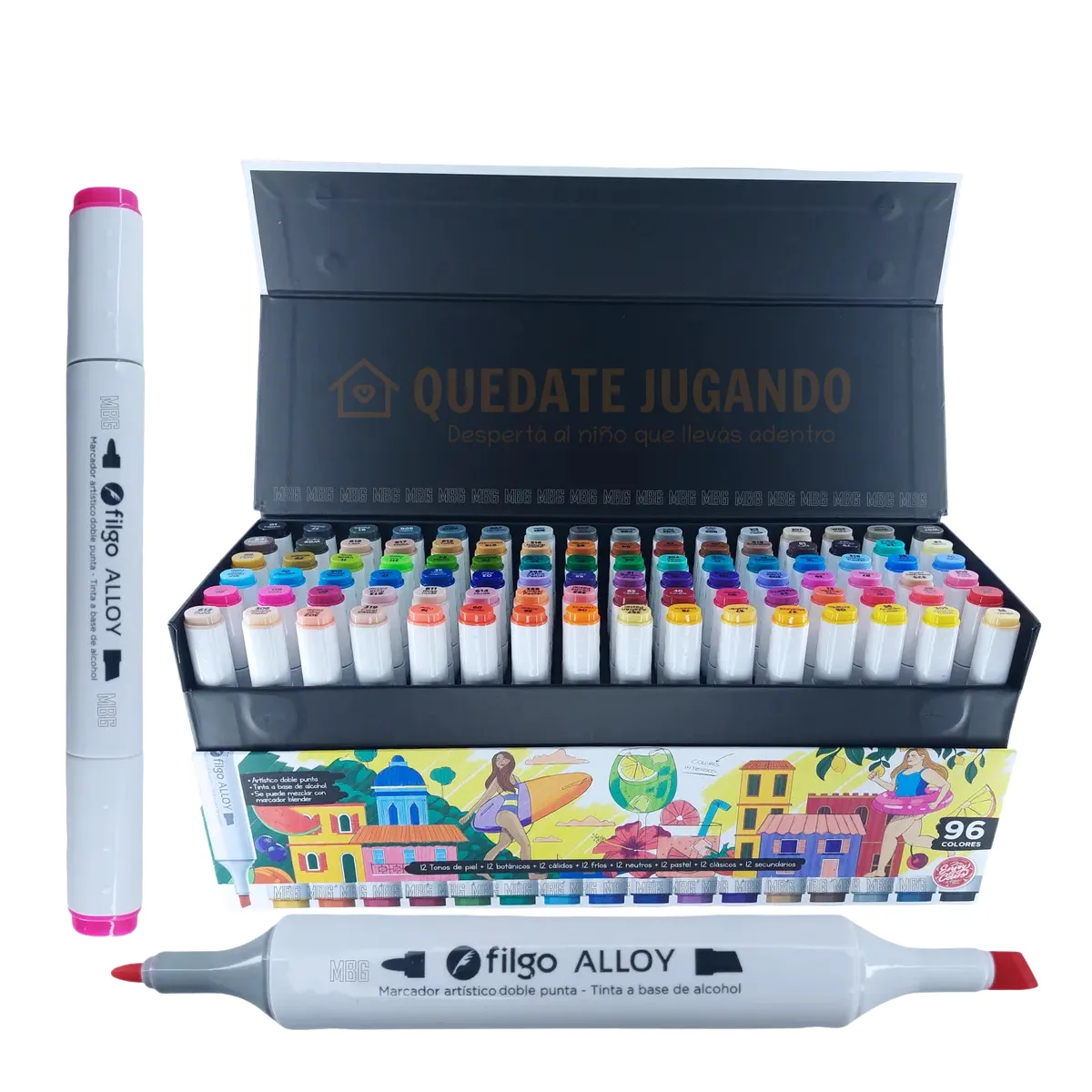 Set 96 Marcadores Filgo Alloy Sketch Doble Punta Estuche Magnetico 3