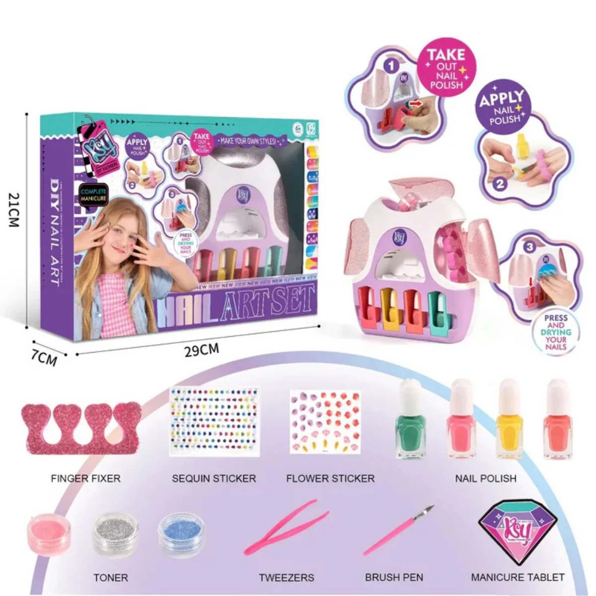 Set Cosmético Uñas infantil - Esmaltes y Secador Uñas