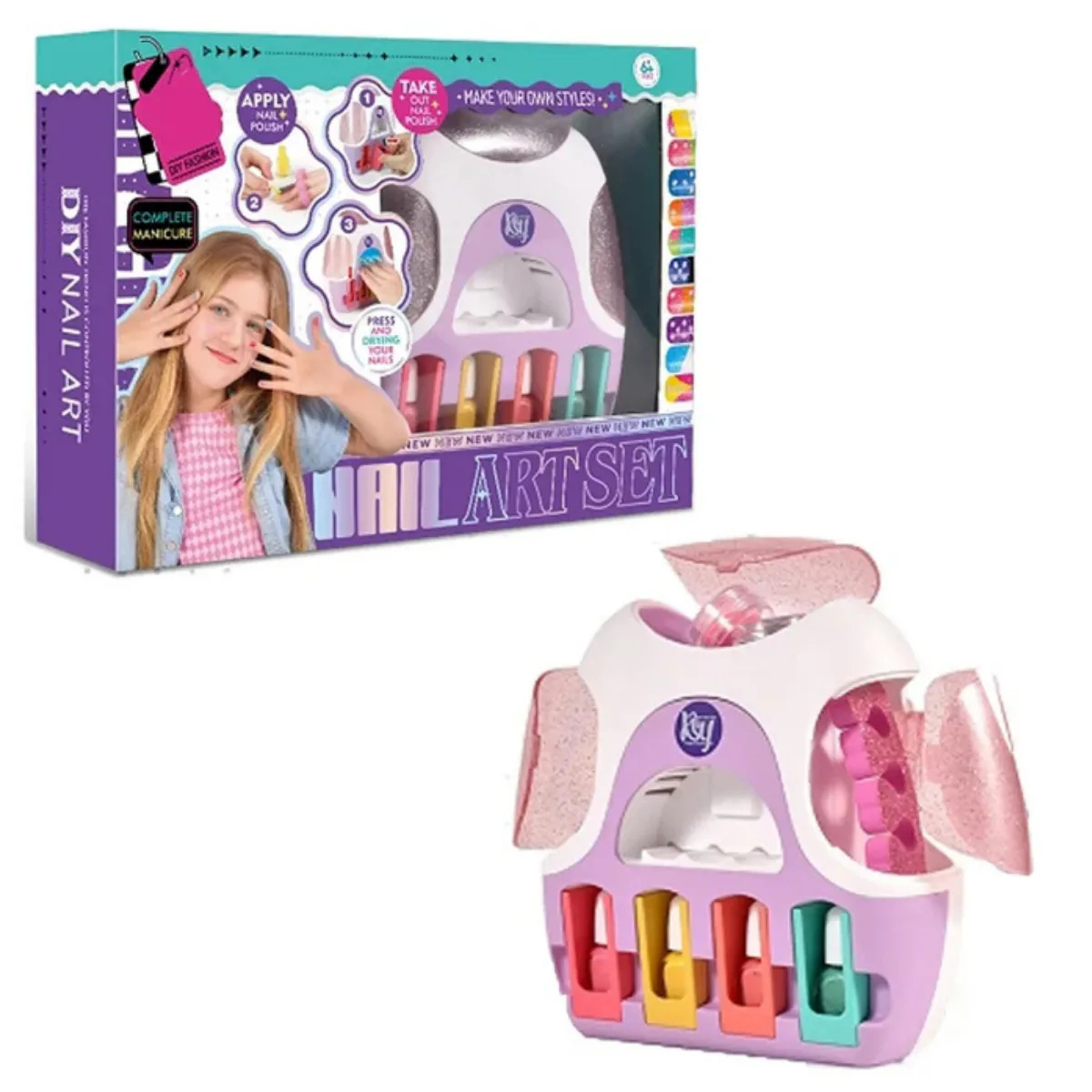 Set Cosmetico Uñas infantil - Esmaltes y Secador Uñas