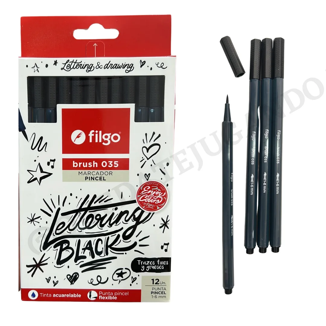 Set Marcadores Lettering Negros x12
