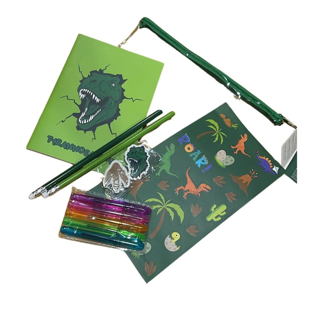 Set Papeleria con Stickers - Dinosaurios