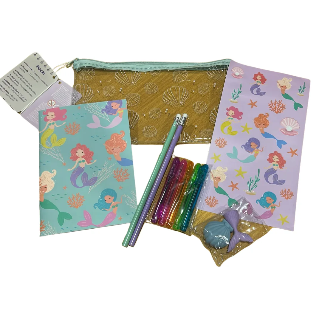 Set Papeleria con Stickers - Sirenas
