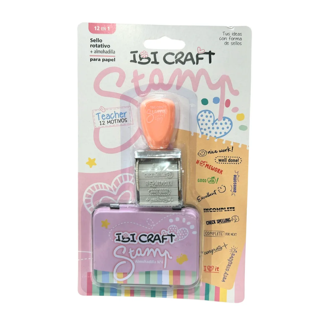 Set Sello Rotativo con Almohadilla Teacher - Ibi Craft