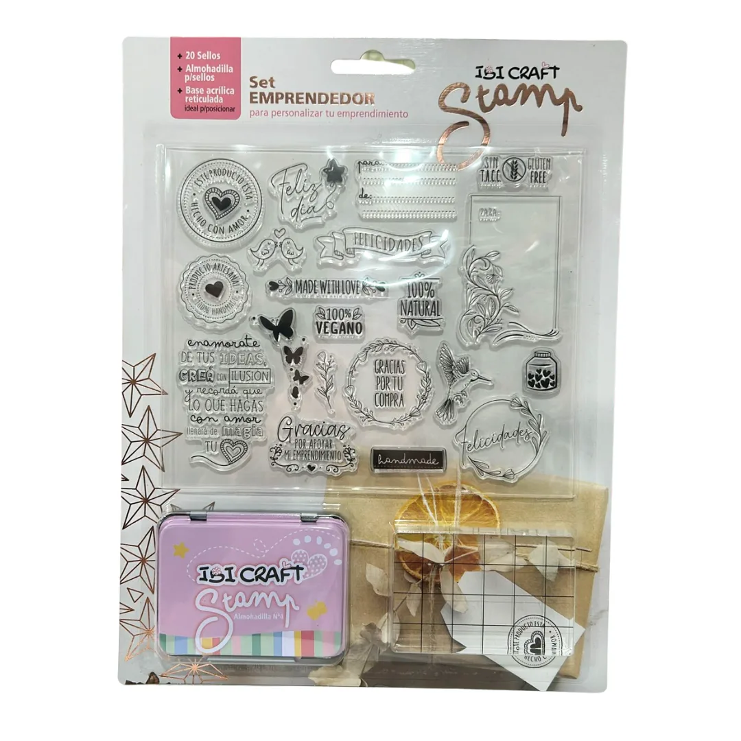 Set Sellos de Silicona Emprendedor, Base y Almohadilla  - Ibi Craft