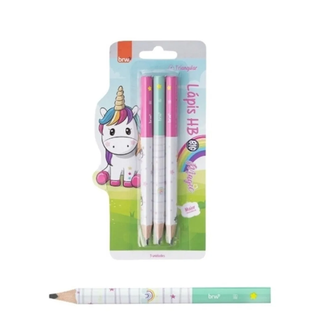 Set x3 Lapiz Jumbo Triangular HB - Unicornios