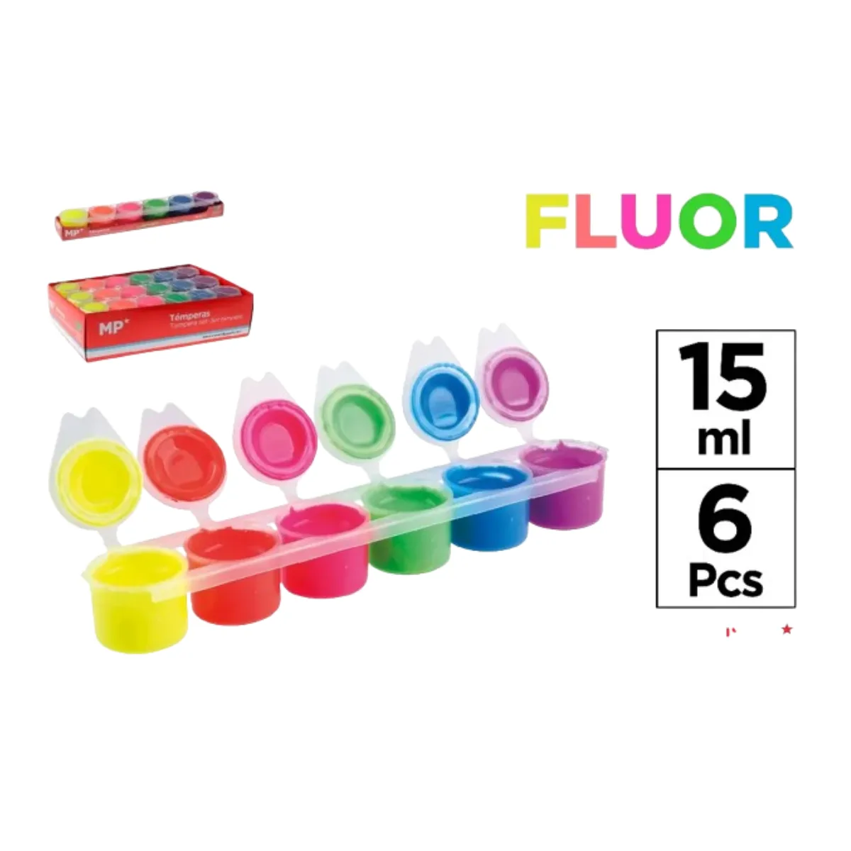 Set x6 Temperas Fluo 3