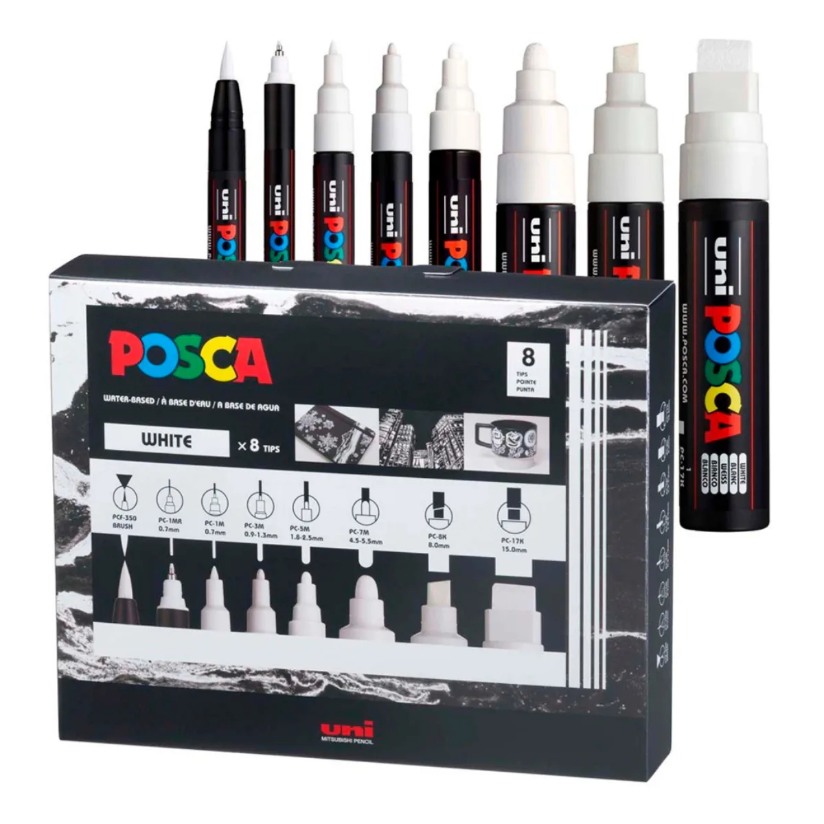 Set x8 Marcadores Blancos - Posca