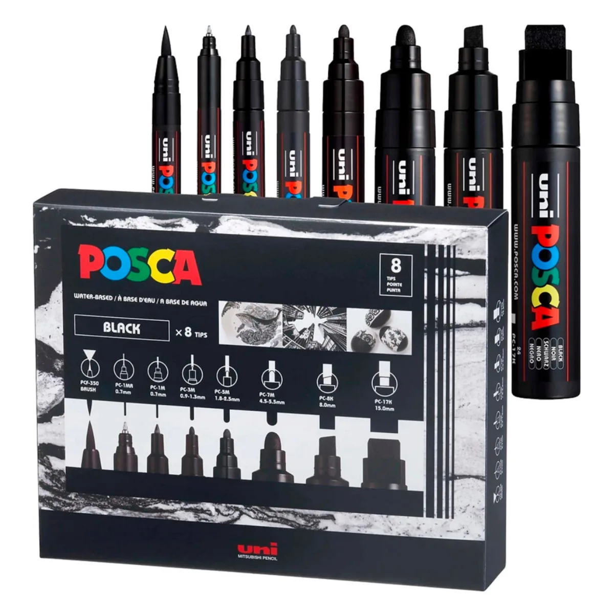 Set x8 Marcadores Negros - Posca