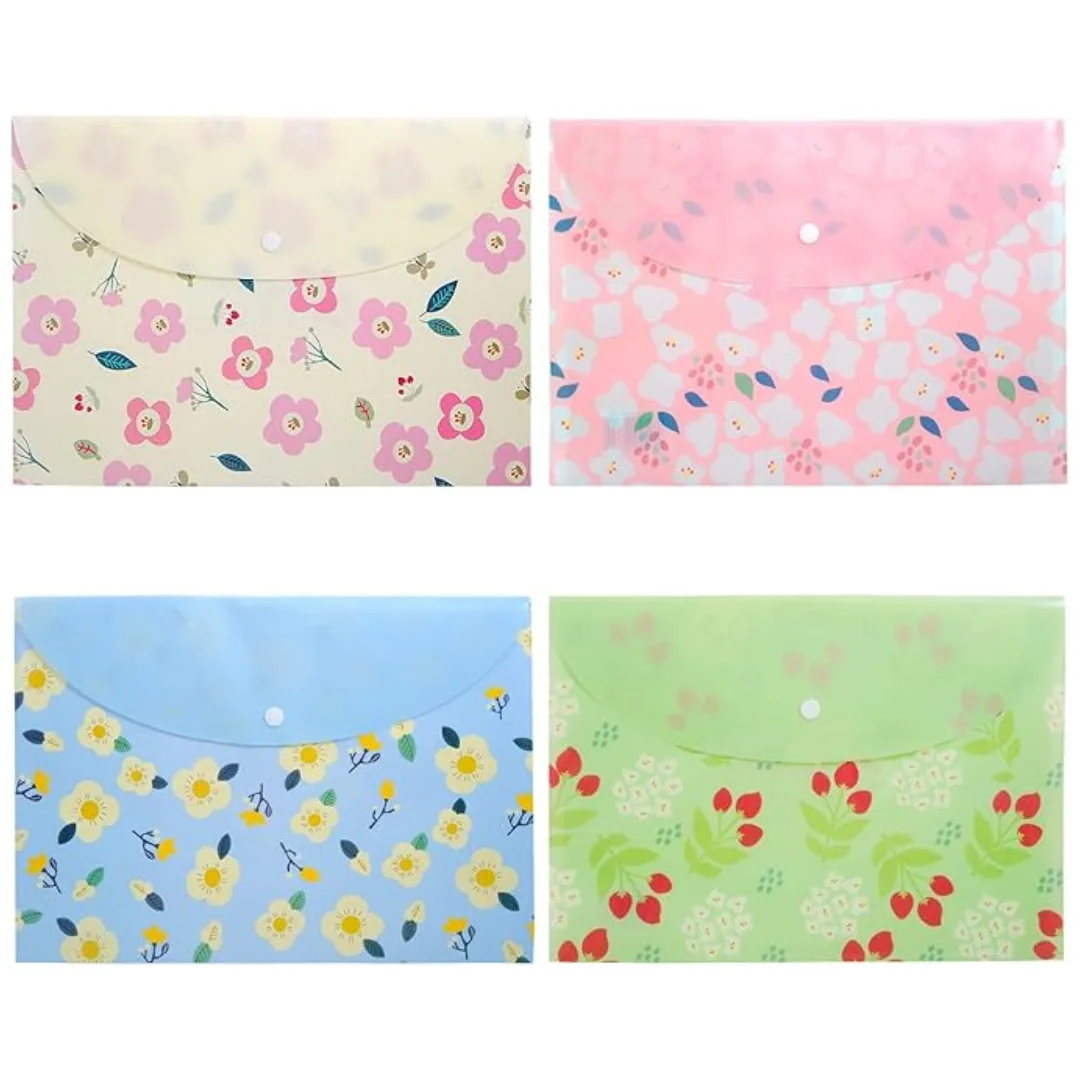 Sobre Plastico con broche A4 - Floral 3