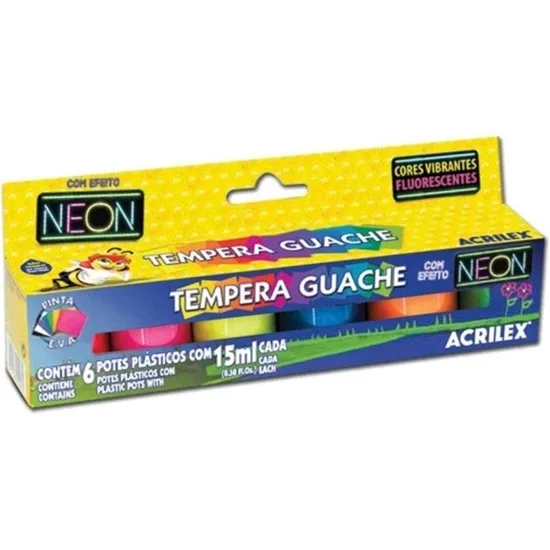 Tempera Fluo Neon x6 Acrilex - 15ml
