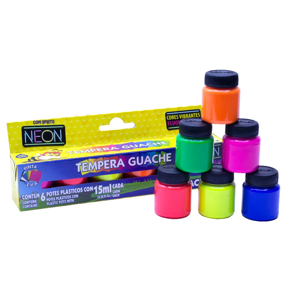 Tempera Fluo Neon x6 Acrilex - 15ml