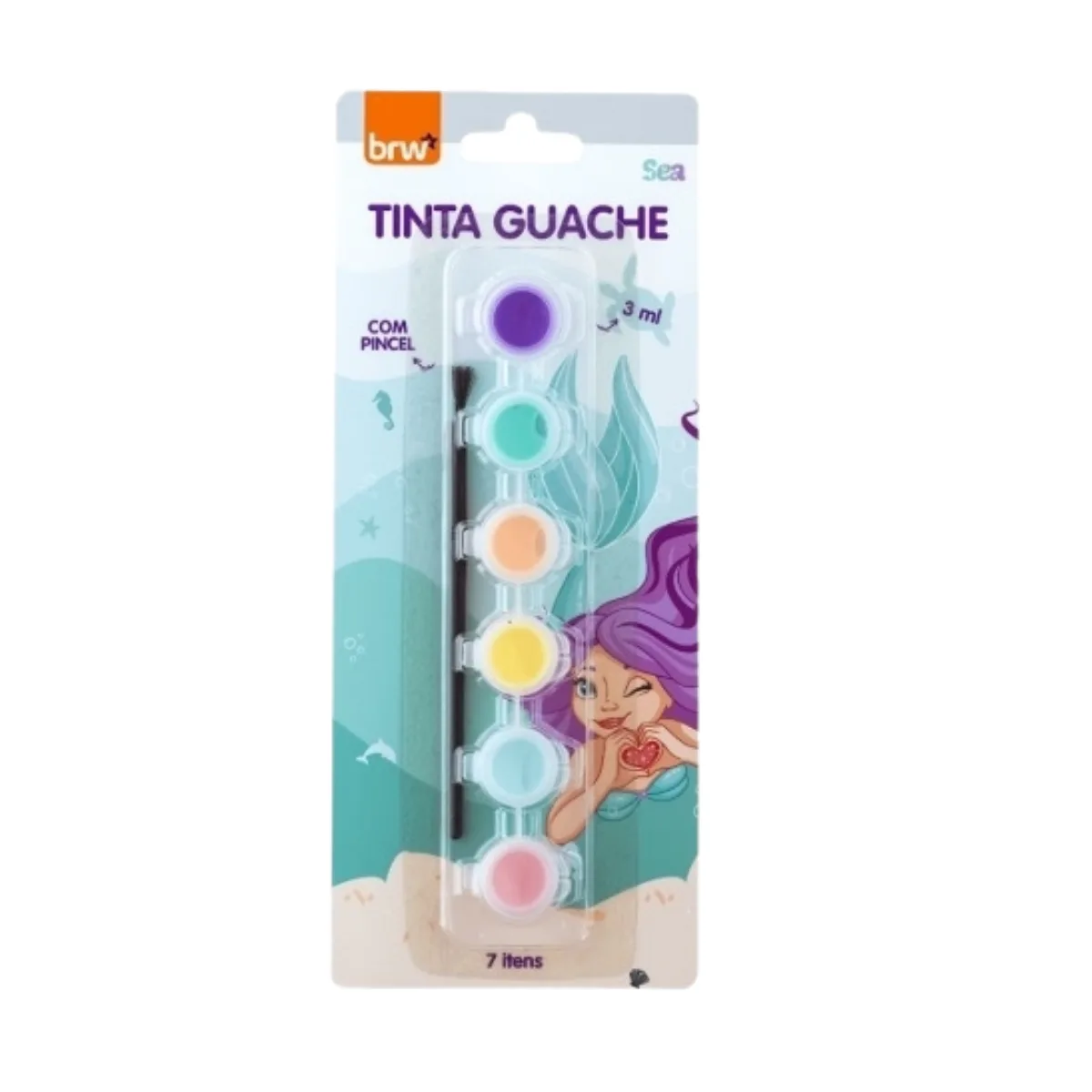 Temperas 3ml con Pincel x6 Colores - BRW 5