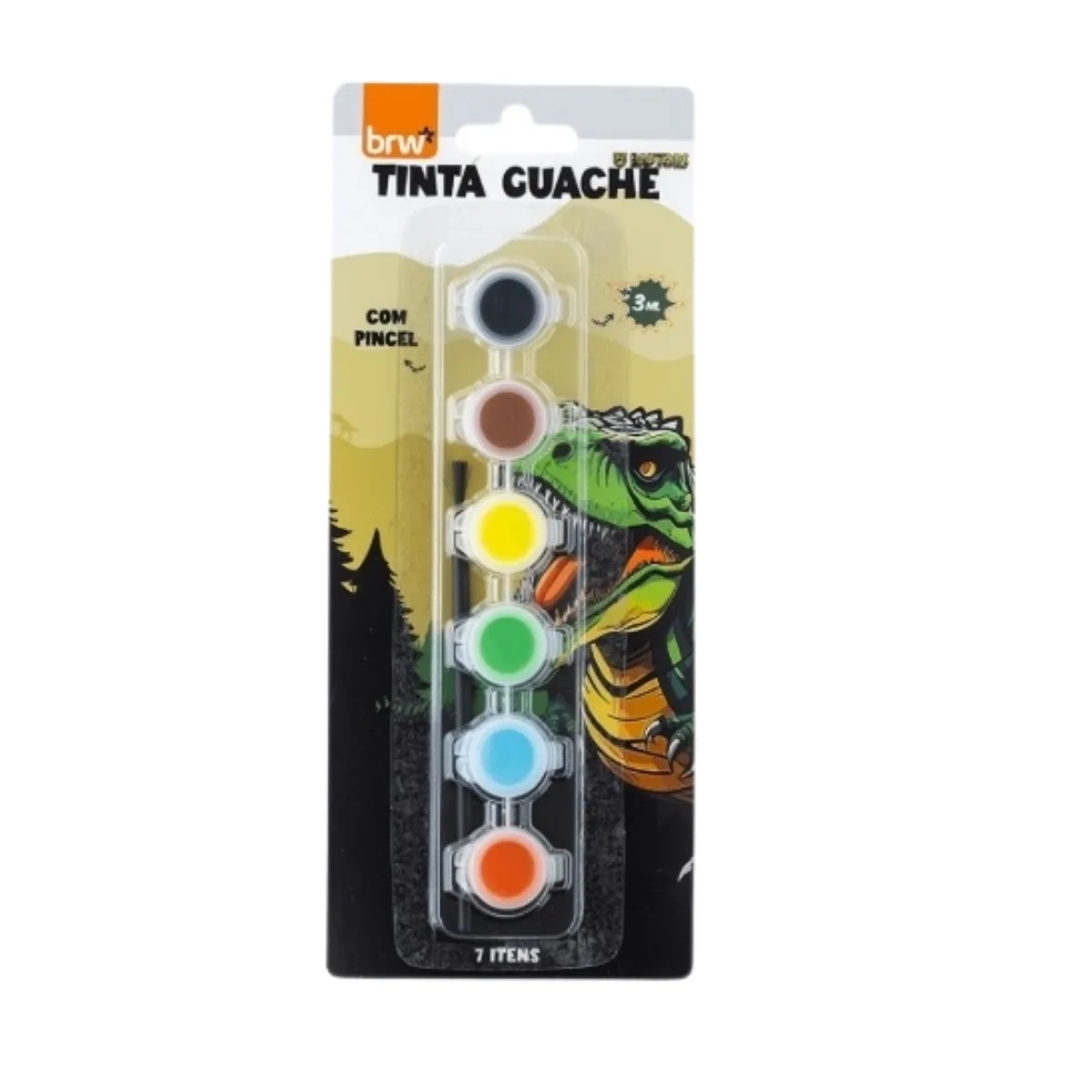 Temperas 3ml con Pincel x6 Colores - BRW 4