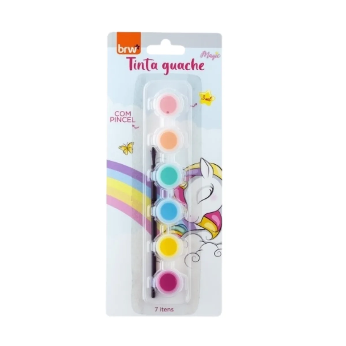 Temperas 3ml con Pincel x6 Colores - BRW 3