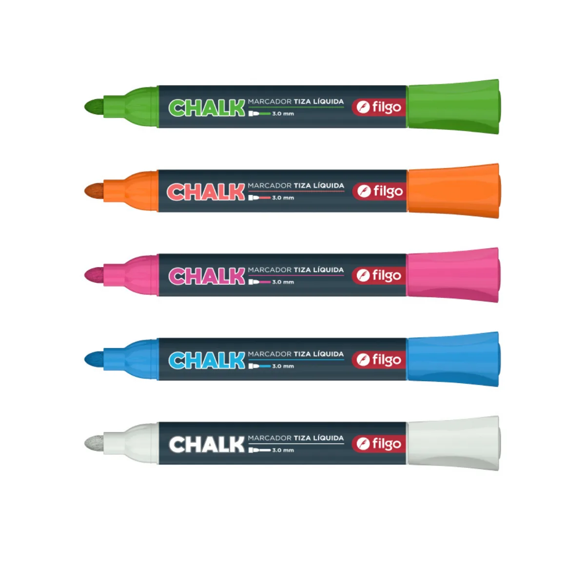 Tiza Liquida Chalk x5 Colores Fluo - Filgo